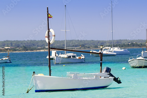 Photo: estany des peix in Formentera lake anchor boats estany des peix in Formentera lake anchor boats