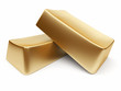 Two gold ingots 3d, isolated on white background Two gold ingots 3d, isolated on white background
