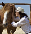 Young woman with the red horse