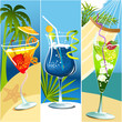 Summer banners with tropical drinks