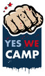 Yes we camp slogan Spanish revolution illustration logo Yes we camp slogan Spanish revolution illustration logo