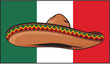 Flag of Mexico with a sombrero