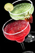Green and Red Margarita in front of a black background Green and Red Margarita in front of a black background