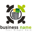 logo business, poubelle verte et jaune
