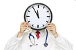 Doctors stress in front of the head with Clock