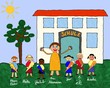 Illustration: Kinderzeichnung vom Schulanfang Kinderzeichnung vom Schulanfang