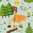 Summer camping seamless pattern
