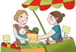mamma con bimbo fa la spesa al mercato