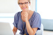 Busy business woman working on laptop
