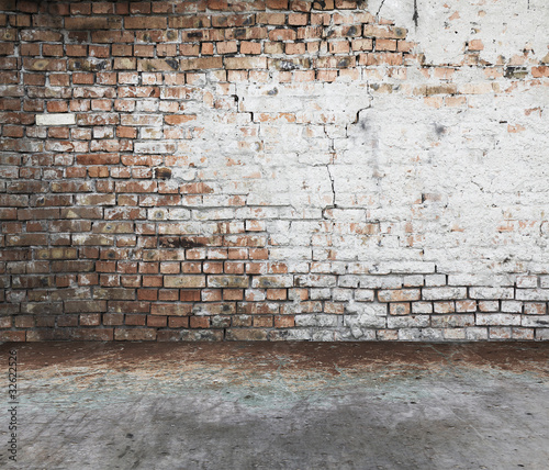 Photo: brick wall, vintage background brick wall, vintage background