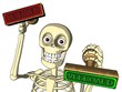 Skeleton officer gives stamp approved / rejected