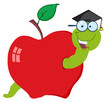 Happy Graduate Worm In Apple