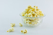 Bowl of popcorn isolated white backgroun