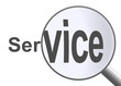 Service mit einer Lupe betrachtet Service mit einer Lupe betrachtet