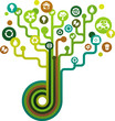 green tree with ecological icons green tree with ecological icons