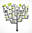 Social network tree with media icons Social network tree with media icons
