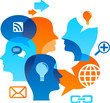Social network backgound with media icons