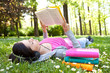 Photo: relaxing in nature with book and music relaxing in nature with book and music