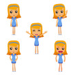 set of funny cartoon housewife