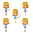 set of funny cartoon housewife
