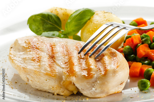 Photo: Grilled chicken breast and vegetables Grilled chicken breast and vegetables