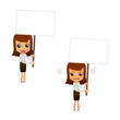 set of funny cartoon businesswoman