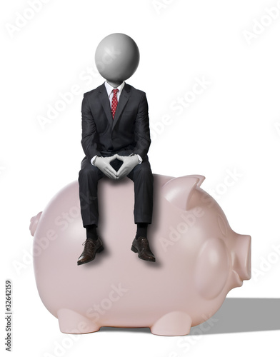Illustration: homme économe headman concept homme économe headman concept