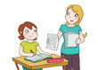 bambina riceve un buon voto a scuola