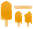classic soft orange ice cream bar or ice pop isolated on white