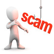 3d Little man nearly falls for a phishing scam