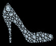 Shoes shape made up a lot of diamond on the black background Shoes shape made up a lot of diamond on the black background