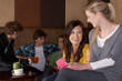Young friends in café