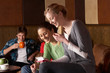 Young friends in café