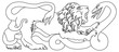 Lion battling snake