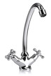 Photo: Chrome water faucet mixer isolated on white background Chrome water faucet mixer isolated on white background