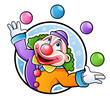 Happy clown juggling with balls in many colors Happy clown juggling with balls in many colors