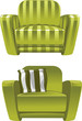 Green soft stripped armchair
