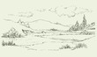 Vector: Summer landscape with a river Summer landscape with a river