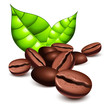 Vektor: Coffee beans and leaves Coffee beans and leaves