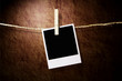 Empty instant photo on grunge background with shadow