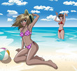 Pretty Girls Posing on Beach and Enjoying the Sun and Sea Pretty Girls Posing on Beach and Enjoying the Sun and Sea