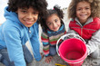 Children fishing for crabs