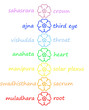 Colored flowers in chakra column Colored flowers in chakra column