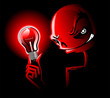 red light illuminates a scary face