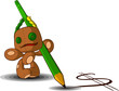 rag doll with a pencil