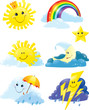 Vector: Set of weather symbols. Set of weather symbols.