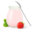 Strawberry yogurt isolated on white Strawberry yogurt isolated on white