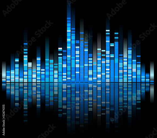 Vector: blue digital sound equalize isolated on black background blue digital sound equalize isolated on black background