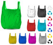 set of color recycle white and blue plastic bag