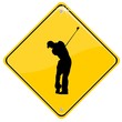 Yellow sign with a golf player